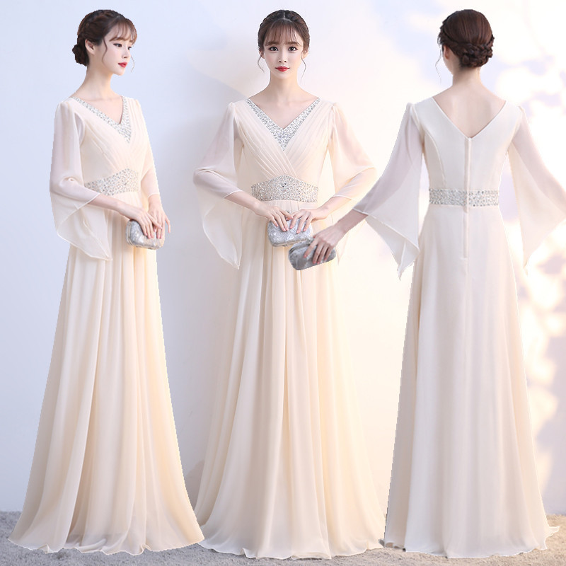Annual Performance Chorus Dress 2024 Autumn New Style Temperament Simple Banquet Dress Dress Annual New Year's Day Performance Dress