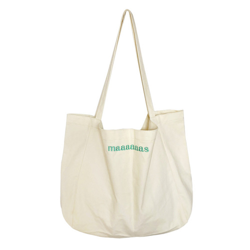 Japanese and Korean maaas candy color letter shoulder portable canvas bag ins student class bag simple environmentally friendly shopping bag