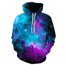 外贸跨境热款欧美男式3D数码印花卫衣宇宙星空款宽松连帽长袖外套