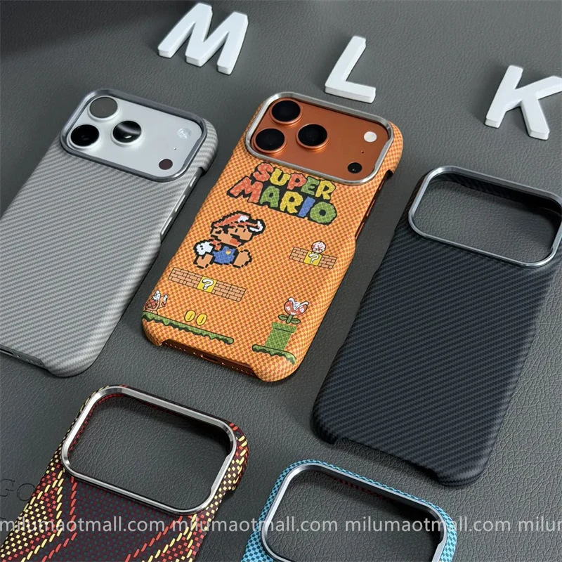 Suitable for Apple 18 Pro phone case, MagSafe magnetic, three-layer carbon fiber Kevlar pattern, iPhone 17 hard case