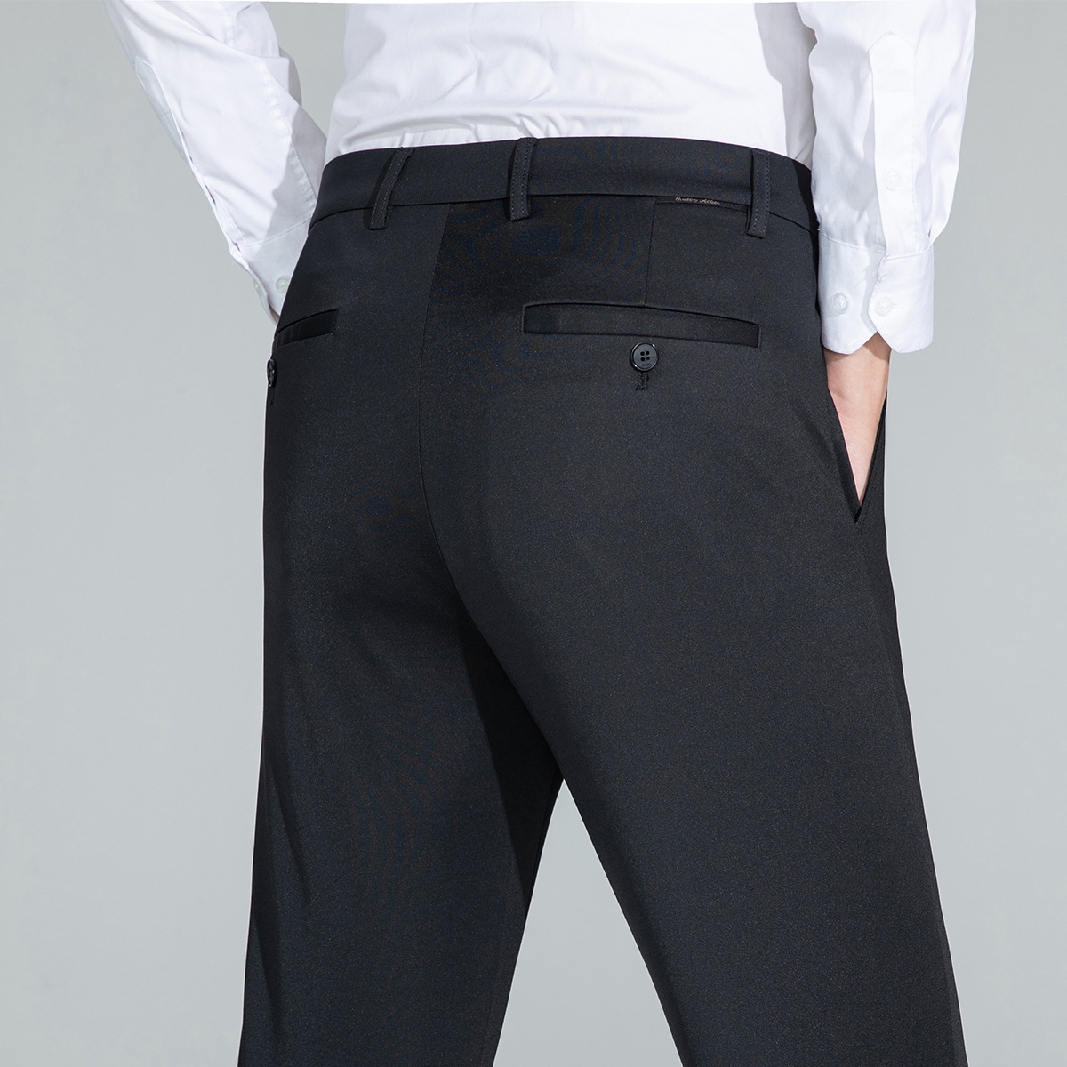 2025 otoño y invierno nuevos productos de mediana edad hombre pantalones casuales de negocios recto plácido pantalones de cintura alta pantalones elásticos para hombre