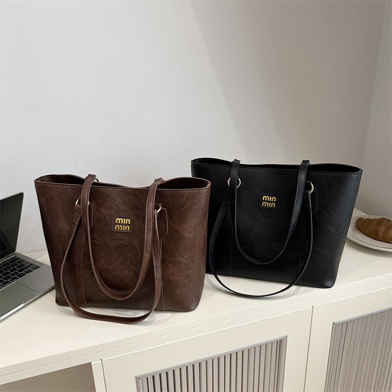 Korean Style Large-Capacity Tote Bag Women's Bag 2025 Summer New Simple Handbag Women's Fashion Commuter Shoulder Bag