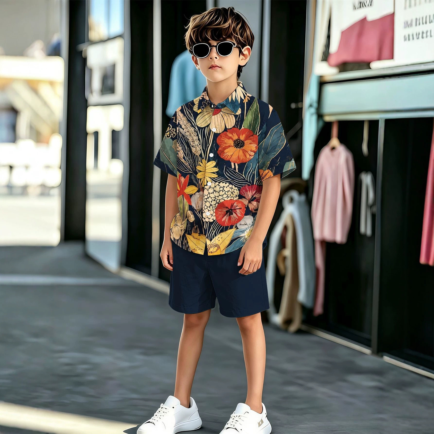 Summer New Arrivals: Designs Of Patterned 3D Printed Boys' Shirts And Shorts Sets For_voghion.com