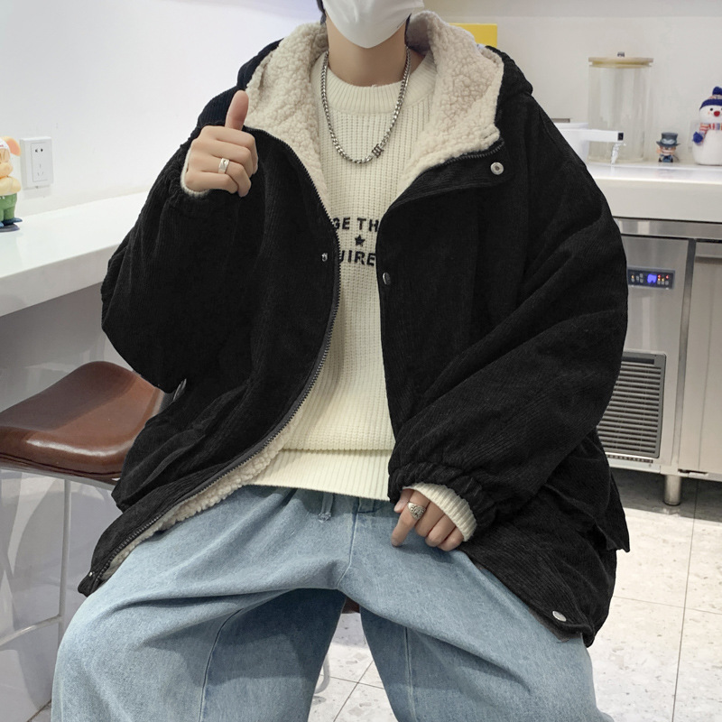 양모 면 패딩 재킷 남성 기모 두껍게 2025 년 겨울 새로운 따뜻한 후드 코트 조수 브랜드 한국면 패딩 재킷