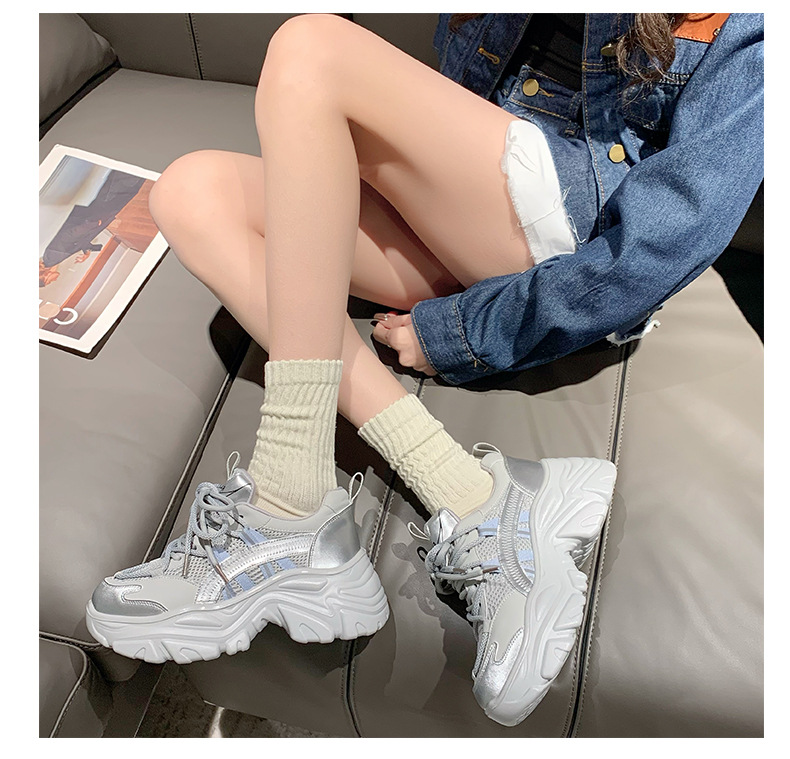 Scarpe da papà da donna 2024 nuova moda primaverile retrò piccole scarpe sportive con lacci alte con suola spessa_voghion.com