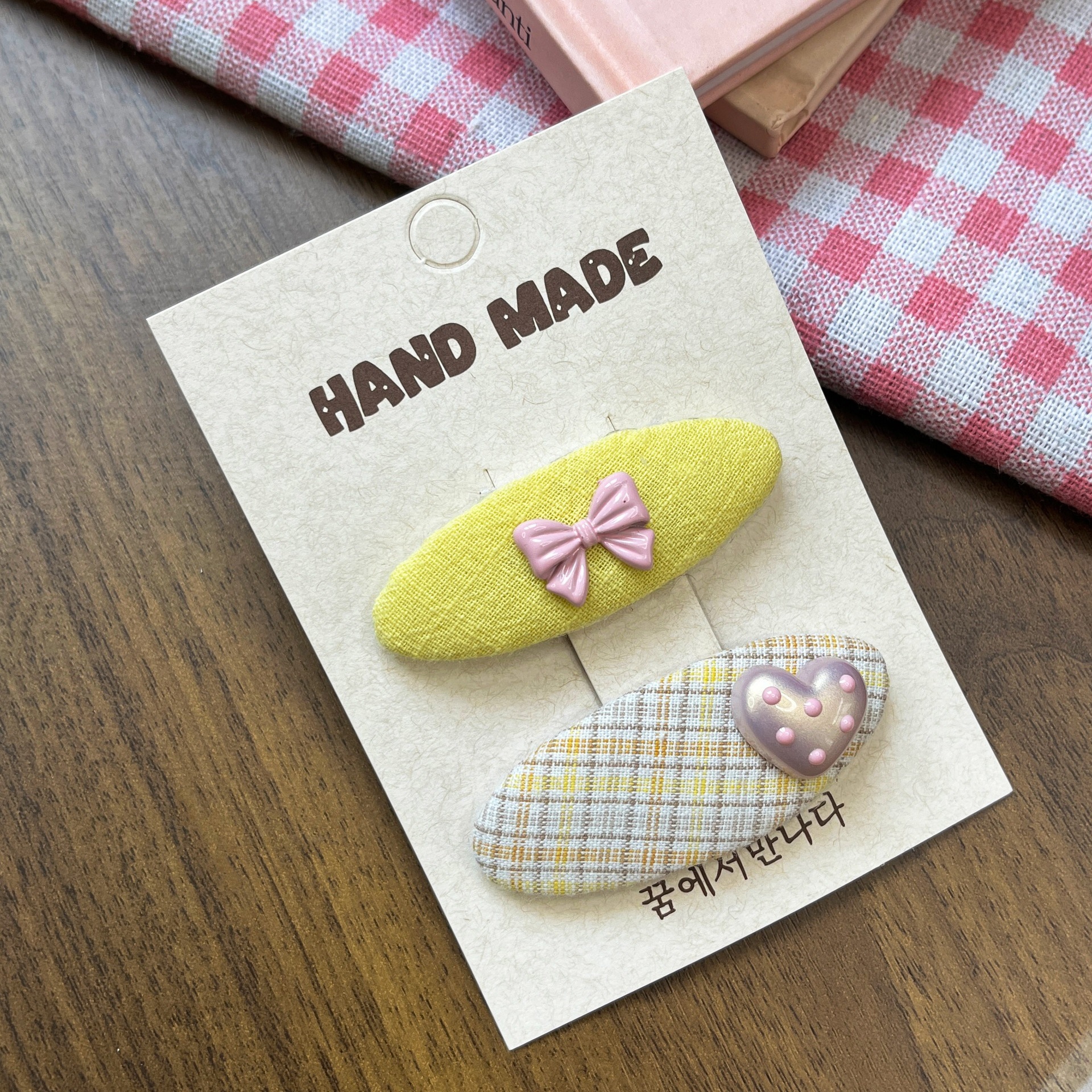 Coreano fresco verde amarillo rejilla niñas niños lindos conejos flores pasador de cabello para niñas accesorios de cabello variados