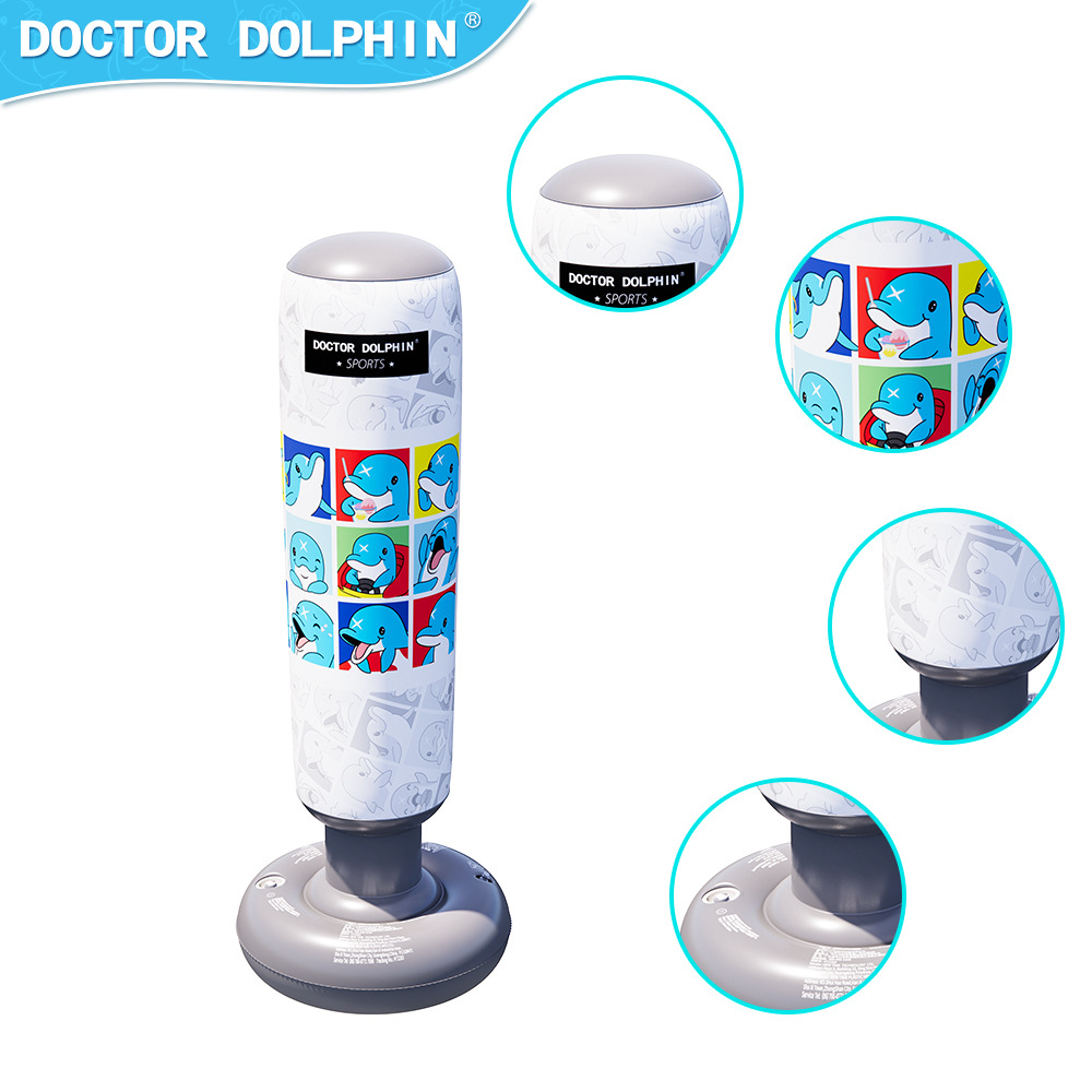 Doctor Dolphin | Vaso inflable para niños 120cm columna de boxeo para niños columna de boxeo inflable Vaso de boxeo rojo