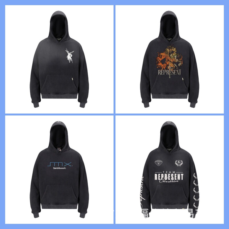 High Street Trendy Brand Represent Rap Sunset Crocodile Letter Logo Printed Men's and Women's Casual Hooded Sweatshirt Winter