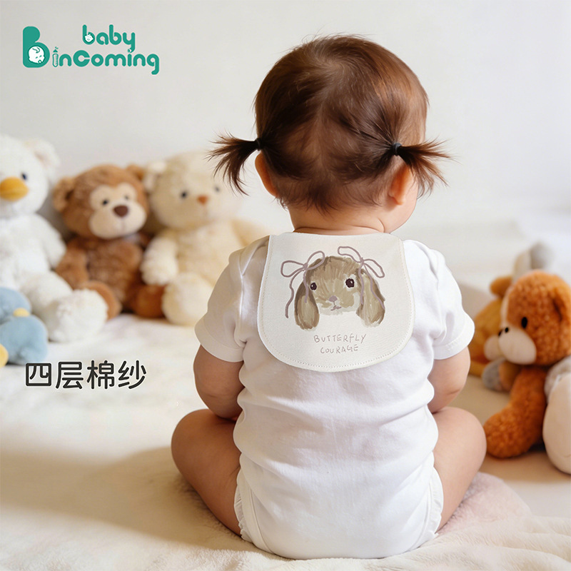 婴儿吸汗巾全棉A类隔汗巾印花透气幼儿园儿童止汗垫背巾宝宝汗巾