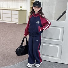 女童套装2025春秋季新款洋气网红中大童女孩休闲运动阔腿裤两件套