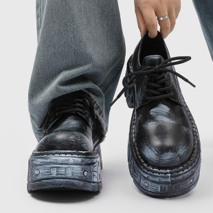 Retro Height-Increasing Men's British Style Dwarf Thick-Soled Casual 2025 New Men's Shoes 561217 Silver-J Hot Style