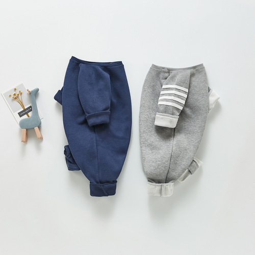 Ins Korean version  autumn men's baby infant crawling suit sports four-bar crawling suit baby outdoor clothing