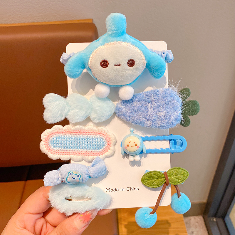 2023 nuevo huevo horquilla de dibujos animados linda chica de alto aspecto horquilla banda de goma tocado tela de Niña Accesorios para el cabello