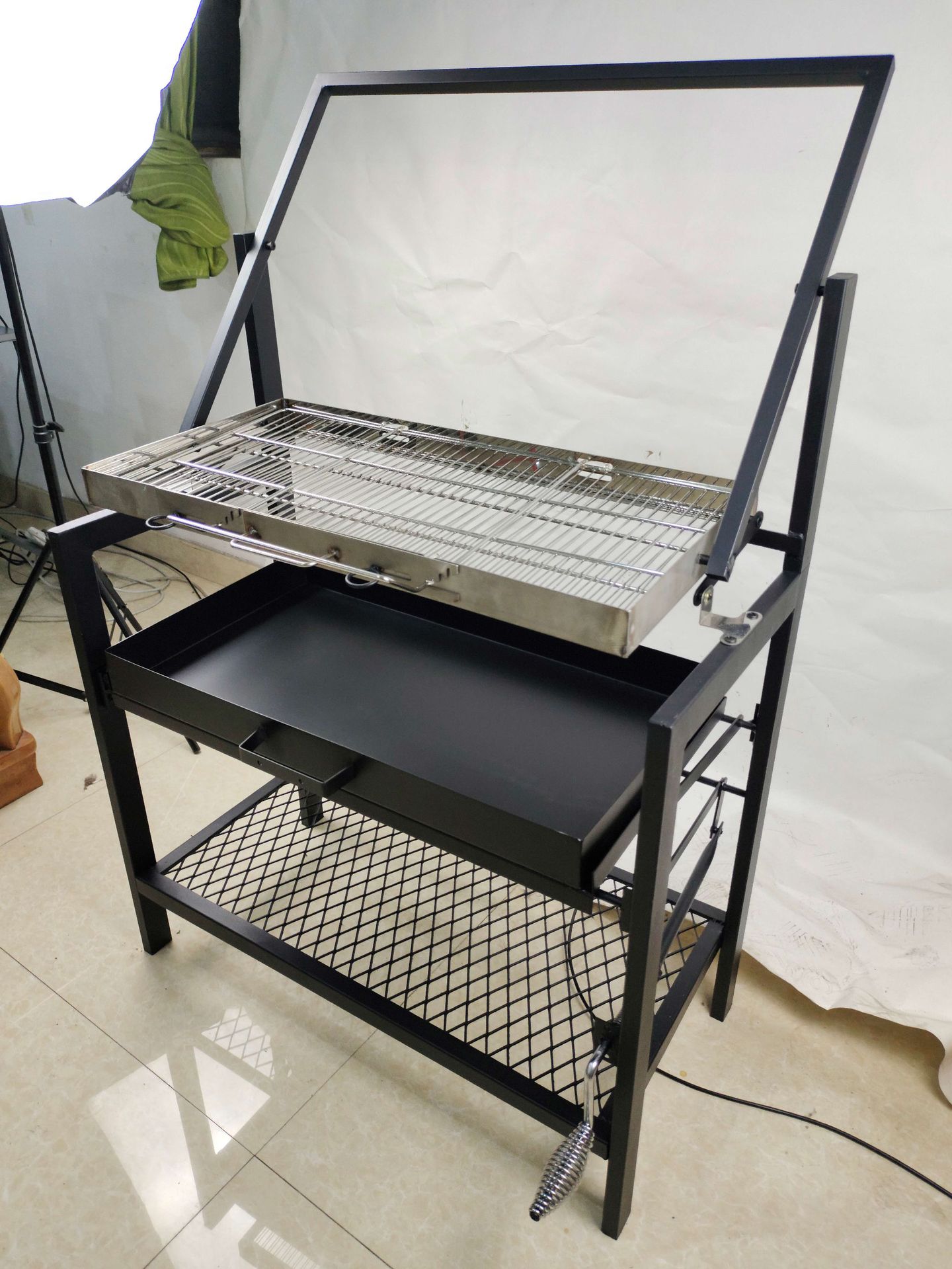 Gran espesado plegable barbacoa Parrilla de carbón de acero inoxidable barbacoa portátil camping horno de carbono