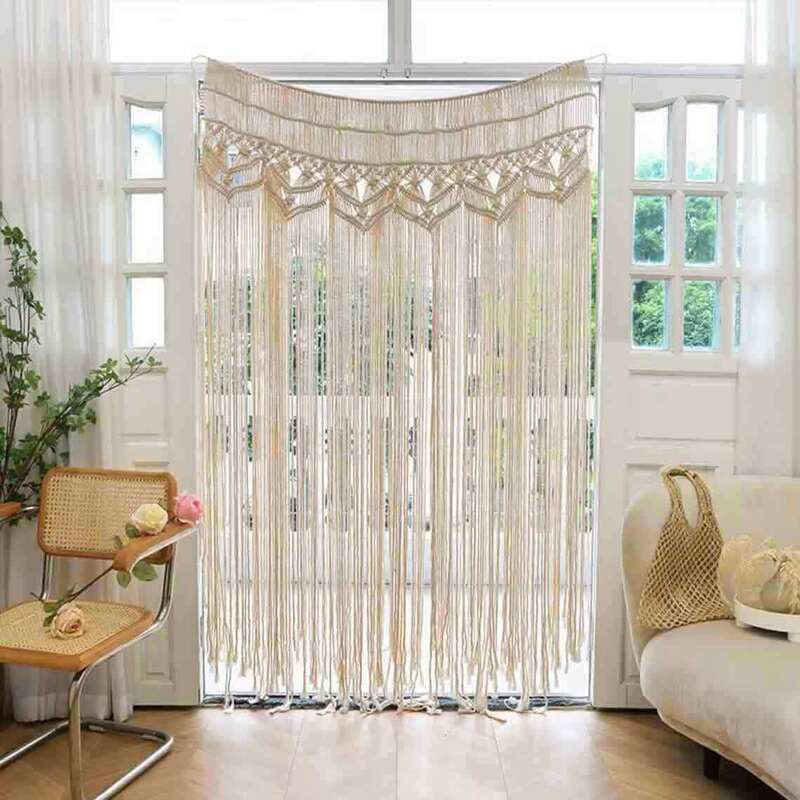 Hand-Woven Home Cotton Rope Door Curtain Tapestry Partition Curtain Wall Decoration Ins Wedding Simia Wave Hand-Woven Home Cotton Rope Door Curtain Tapestry Partition Curtain Wall Decoration Ins Wedding Simia Wave