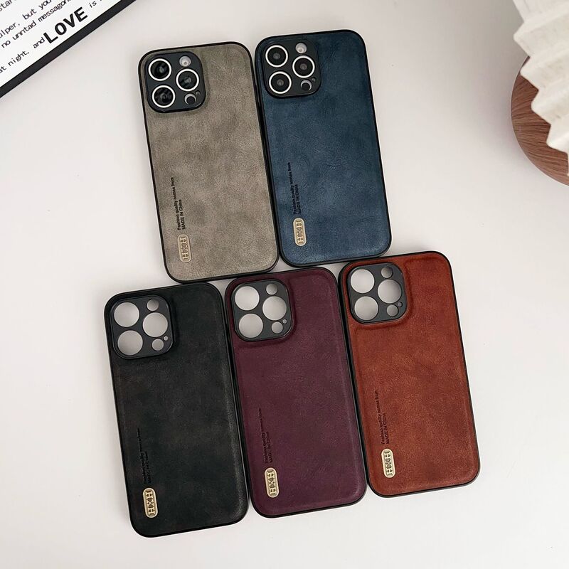 Suitable for Apple 16Promax Mobile Phone Case Leather Texture Inner Magnetic Suction Apple 15/14/13 Protective Cover Anti-Fall Shell 15Po