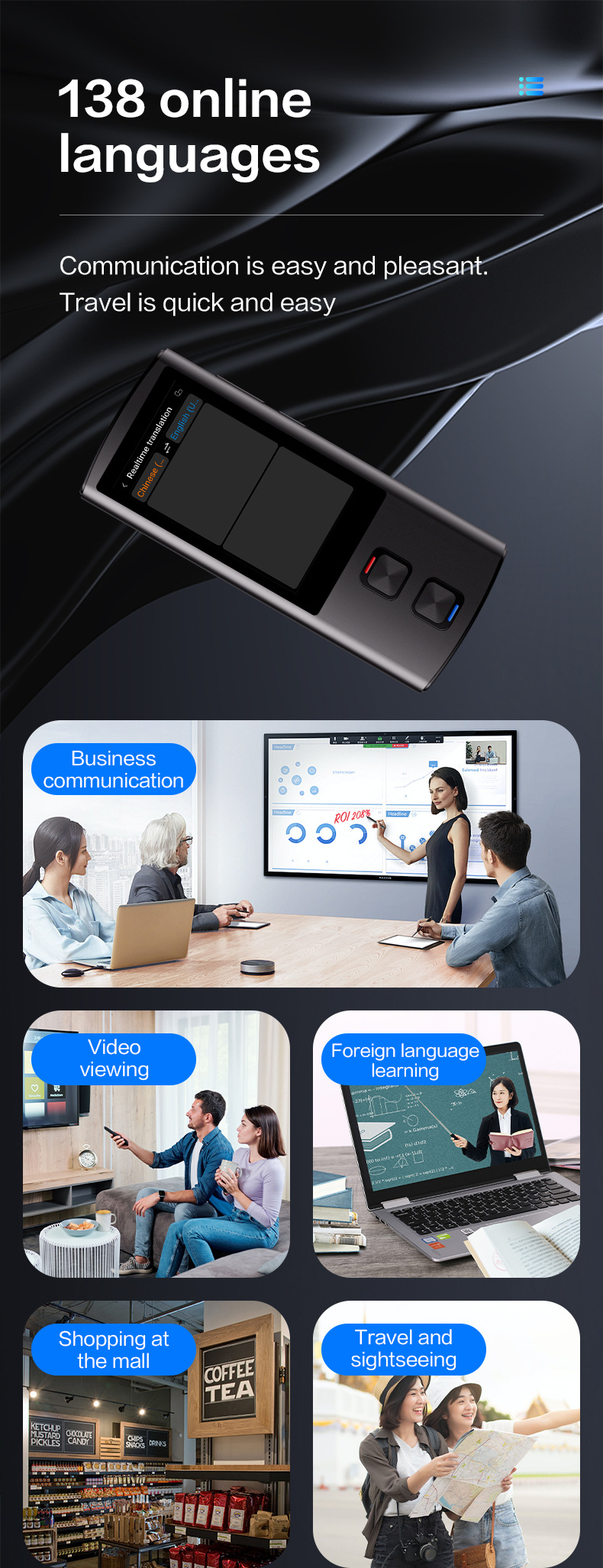 外贸翻译机便携式翻译耳机翻译器多国语言离线语言智能拍照设备旅