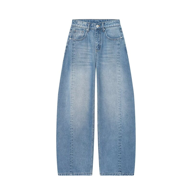 Pb&Za Women's 2025 Winter New High-Waisted Versatile Balloon-Shaped Loose Long Jeans 3607211