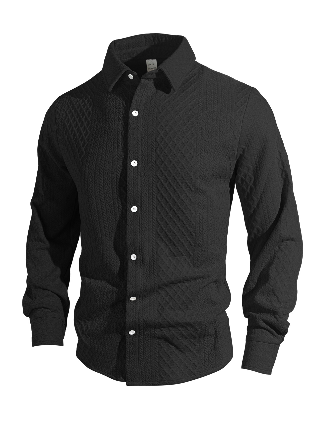 Europa y los Estados Unidos Amazon tejido flor simple botón casuales chaqueta deportiva de negocios hombre camisa transfronteriza de manga larga hombre