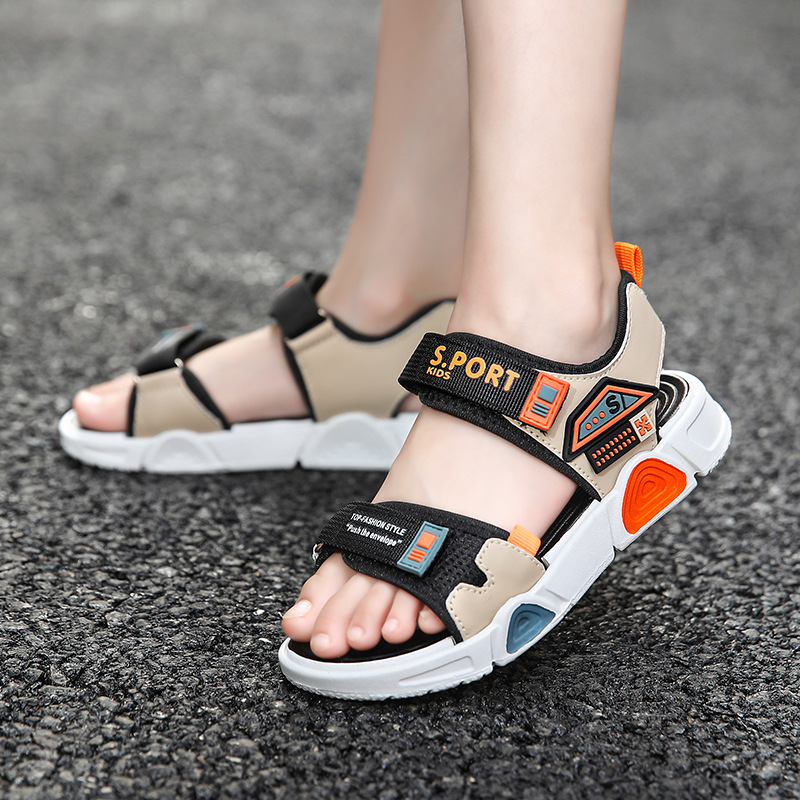 Nuevas sandalias de dedos abiertos para niños, zapatillas antideslizantes suaves para niños, zapatos de playa para niños, azul rosa