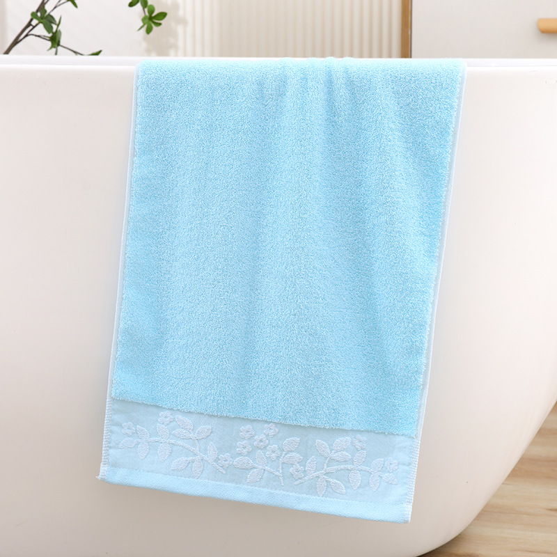 Cotton Towel In Solid Color, Soft Absorbent, With A Three-leaf Plum Blossom Design, Thickened, Soft, Breathable,_voghion.com