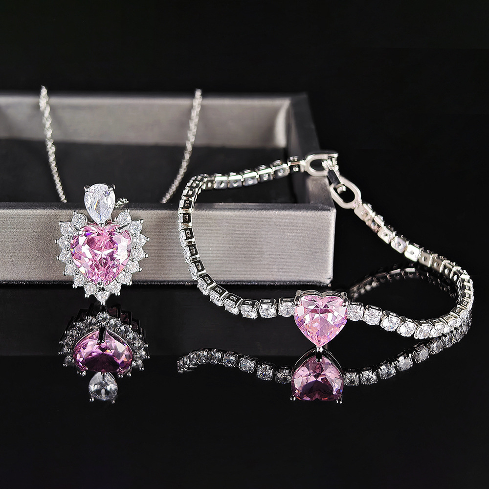 cable chain Chain Type Wholesale Jewelry Elegant Simple Style Heart Shape Copper Plating Bracelets Necklace Cable Chain