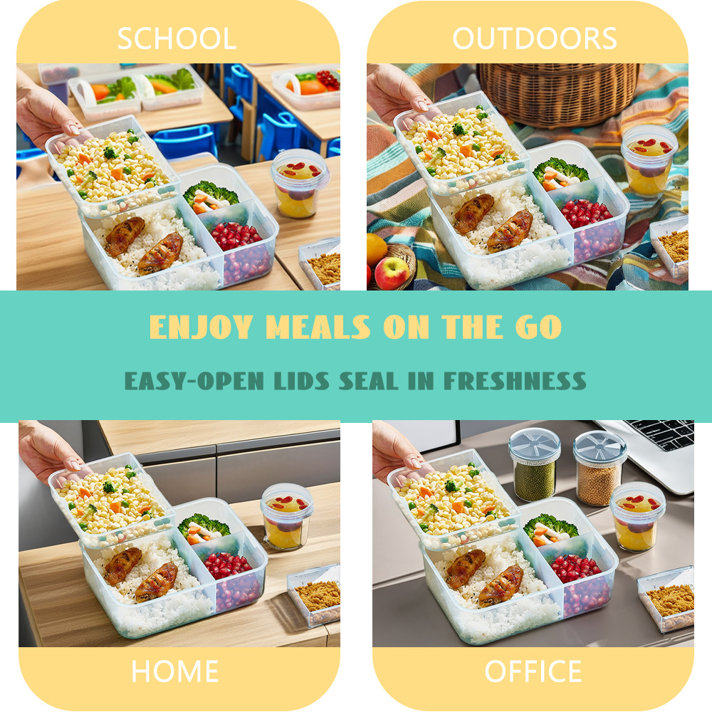 Ventas calientes de gran capacidad 1.44L cajas de almuerzo de plástico oficina estudiantes de almacenamiento de cajas de almuerzo de refrigerador