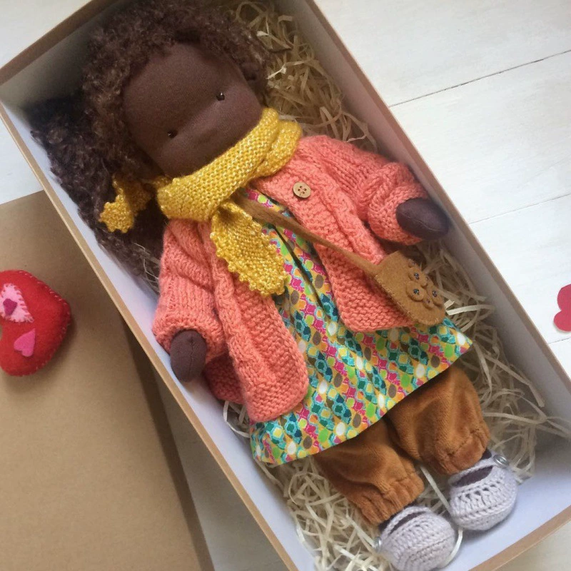 Хлопковый WaldorfDOLL Waldf Doll Pabout Artist Handmade Christmas Thumb Gift Box Blessing