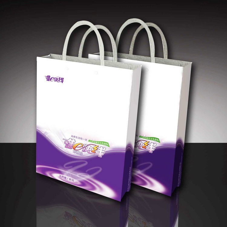 海德堡印刷厂家供应制作紫色  白色牛皮 纸袋 可彩印logo图案