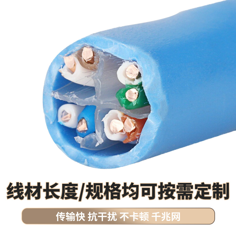 CAT6 六类网线 千兆高速网线 可定制长度批发家装工程监控布线
