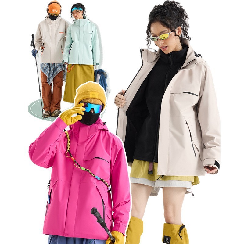 男女户外石墨烯冲锋衣男女三合一可拆卸两件套防风防水保暖登山服|undefined
