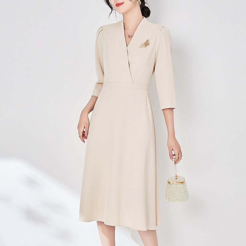 Đầm maxi nữ thắt eo tay ngắn mùa hè — 2411409 - Cam chi tiết 9