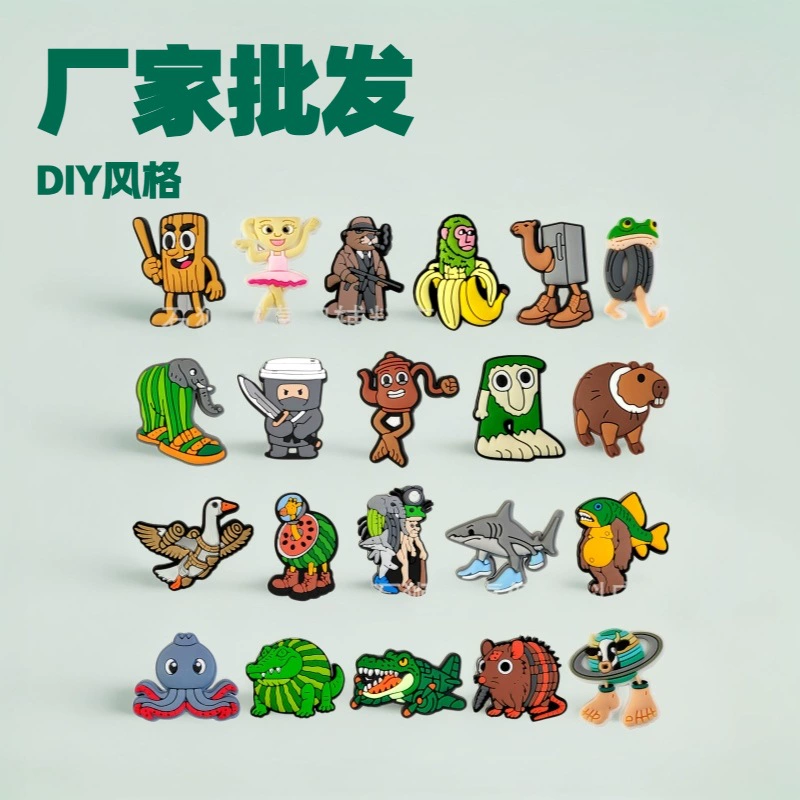 Зарубежная версия обуви «Книга гор и морей», сабо с цветами «сделай сам», аксессуары, высококачественные забавные съемные пряжки для обуви из мягкой резины из ПВХ с героями мультфильмов