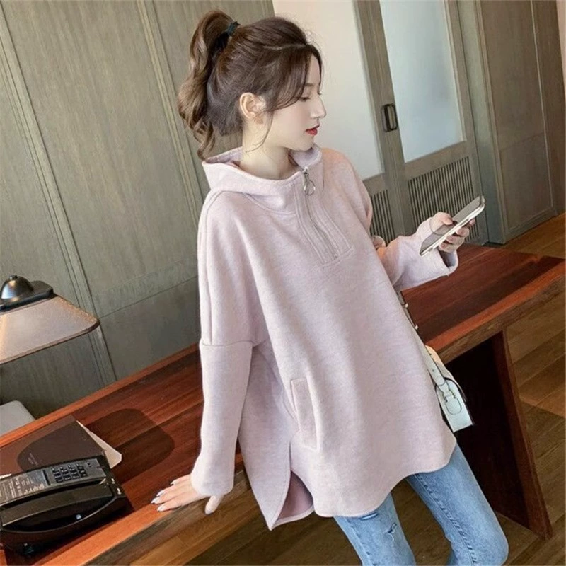 Ins осень новые беременные с капюшоном свитер женский корейский свободный ленивый ветер свободный отдых большой размер, чтобы покрыть беременные женщины