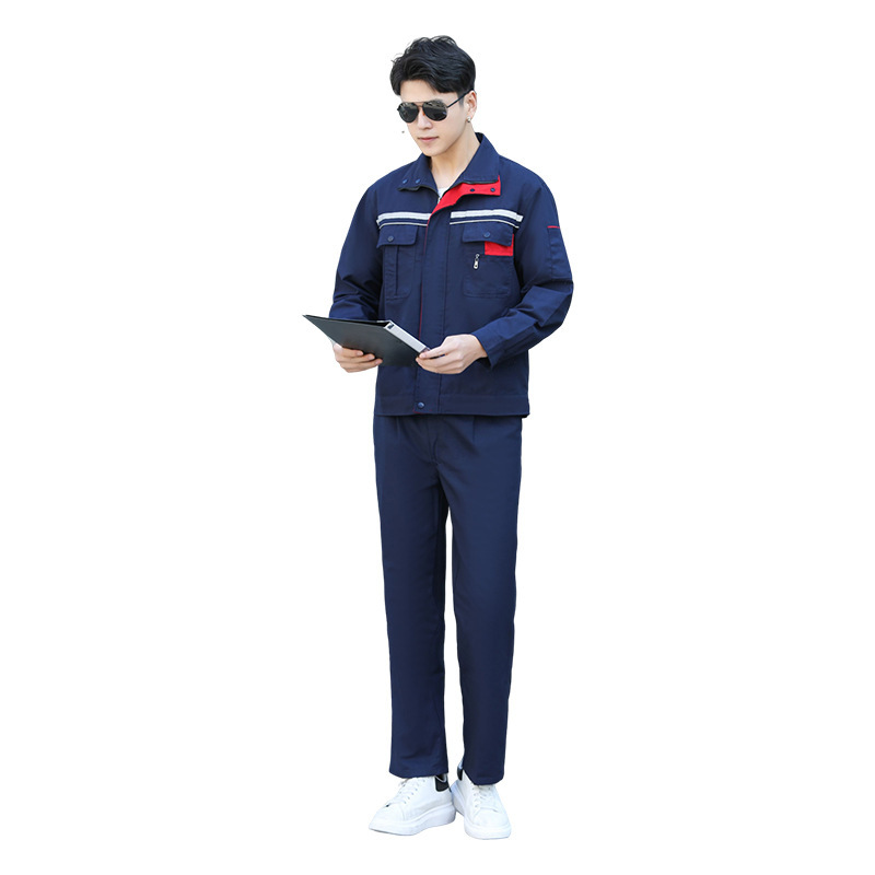 反射ストリップ付き労働保護服、耐摩耗性ポリエステル綿作業服セット、春秋長袖、工場、自動車整備作業服、男性用|undefined