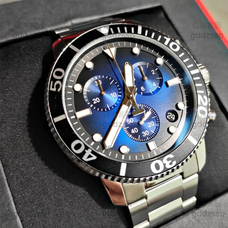 Tianjun Fashion Business Luxury Chronograph Diving Watch 316L Stainless Steel Strap Quartz Watch