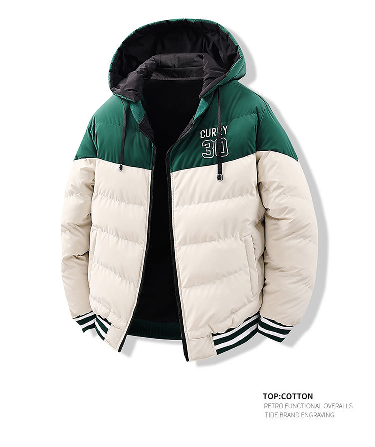 Gepolsterte Herrenjacke mit Stickerei in Kontrastfarben, abnehmbarer, lockerer Mütze, beidseitig tragbar, dick gefüttert, mit Kapuze_voghion.com