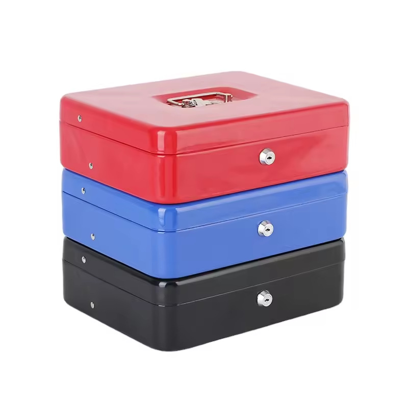 钥匙密码收银盒票夹箱防盗手提现金钱盒小型保险钱箱防盗密码箱