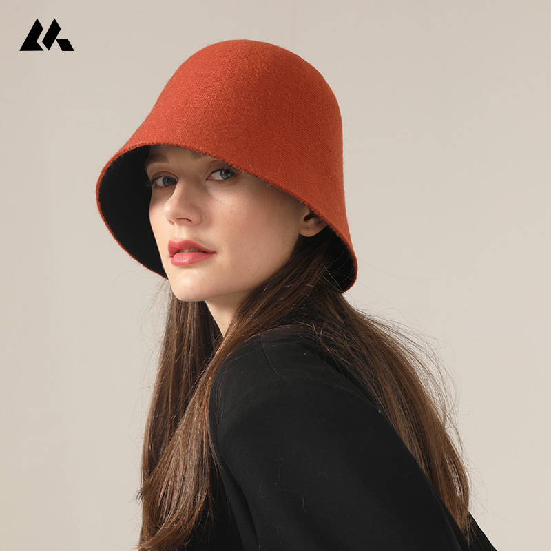 Gorro bucket de punto para mujer otoño invierno estilo coreano_voghion.com