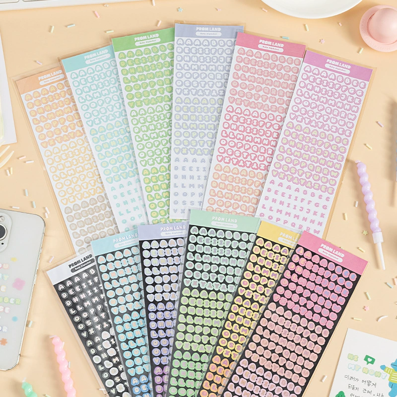 Мультяшный круглый цветной лазерный алфавит наклейка конфеты цвет английский заглавная самописная наклейка