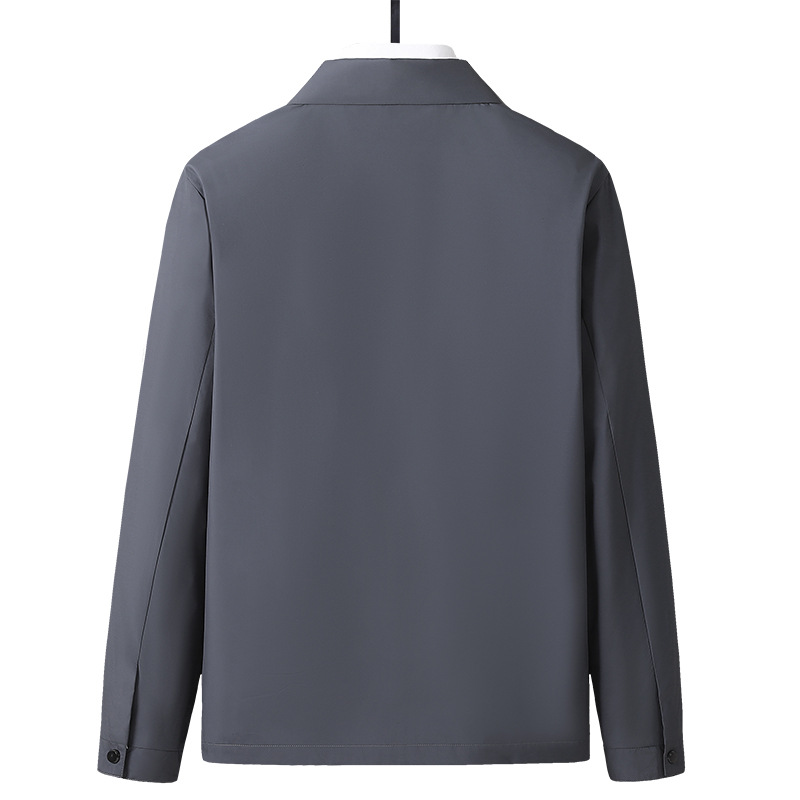 Monochrome Man- 2025 Spring Autumn New Dad's Stand Collar Jacket Business Casual Plus Size Middle-Aged And Elderly Men's Executive Coat_voghion.com