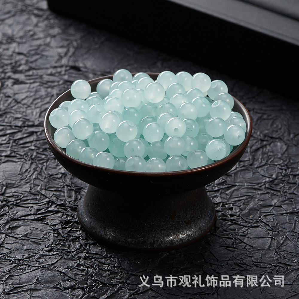 Primavera y verano imitación de cristal imitación de jade natural de 8mm de color sólido perlas de vidrio perlas diy accesorios de pulsera perlas sueltas