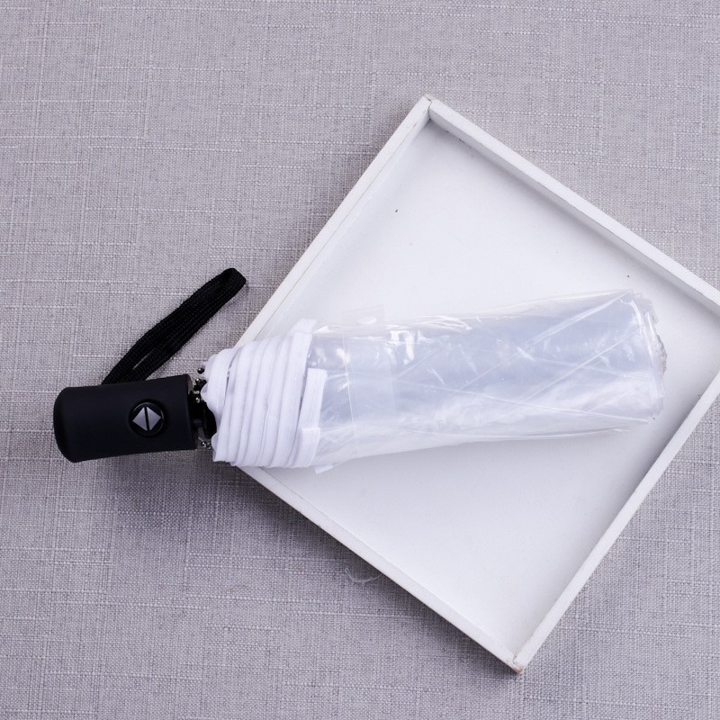 Paraguas transparentes coreanos para mujeres plegables totalmente automáticos tres plegables para estudiantes pequeños frescos lindos dibujos animados engrosados