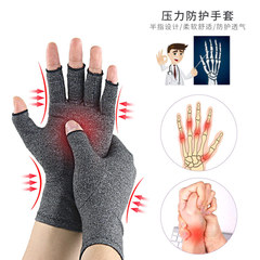 Cross-border hemp gray pressure half-finger gloves for men and women spring and autumn joint outdoor fitness cycling gloves