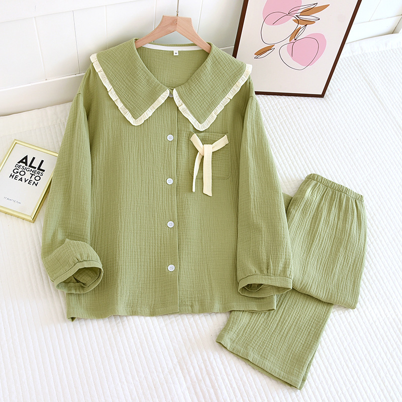 HMMグリーン-ピュアカラークレープドールネック