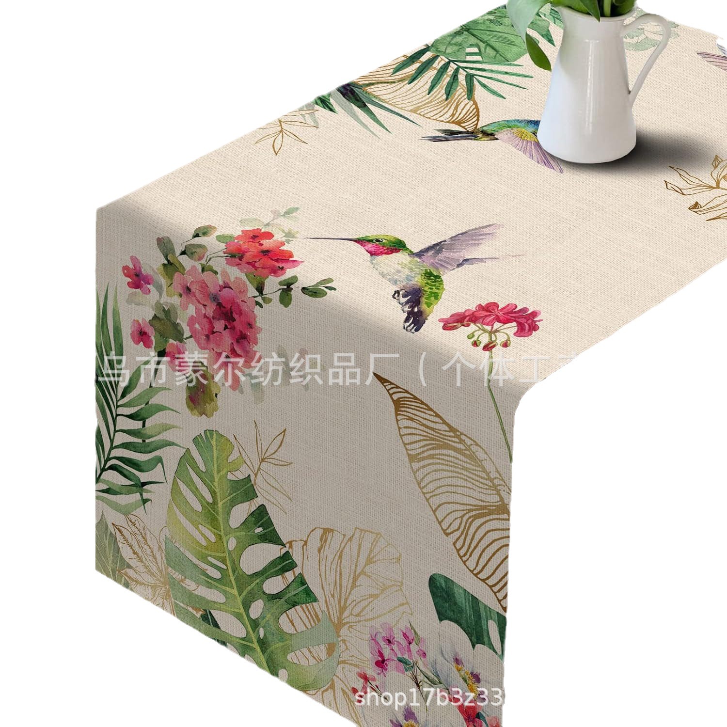 Hello Sunshine Imprint Table Bandera Transfronteriza Primavera / Verano Fiesta de la atmósfera Decoración de mesa de lino Floral Playa Mesa de mesa