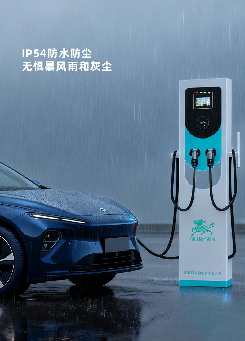 Ruihua Intelligent 14Kw Dual Gun 220V Ac Commercial Charging Station for New Energy Vehicles, 7-Port Universal 32A with Qr Code Scanning