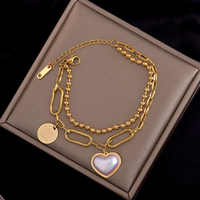 Double-layer sweet love bracelet female...