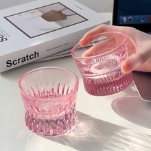 粉色束腰威士忌酒杯女士钻石洋酒杯家用玻璃水杯冰球杯子冰咖啡杯