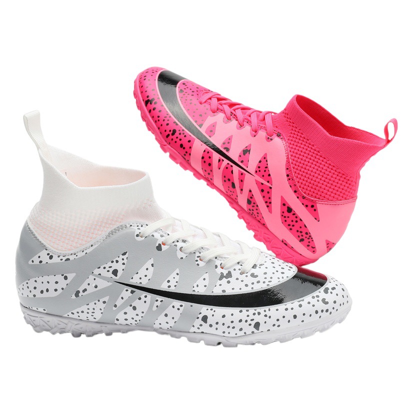 Transfronterizo nuevos zapatos de fútbol hombres y mujeres transpirables de color de Pato Mandarín alto-top largo y corto zapatos de fútbol de uñas hierba más tamaño zapatos de entrenamiento